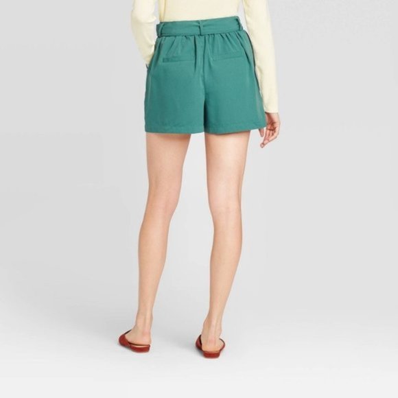 A New Day Belted Tie- Waist Shorts, Teal - Picture 2 of 5